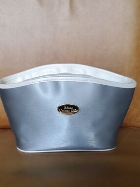 Christian Dior NEW Silver Cosmetic Clutch Bag Pouch with Gold Logo